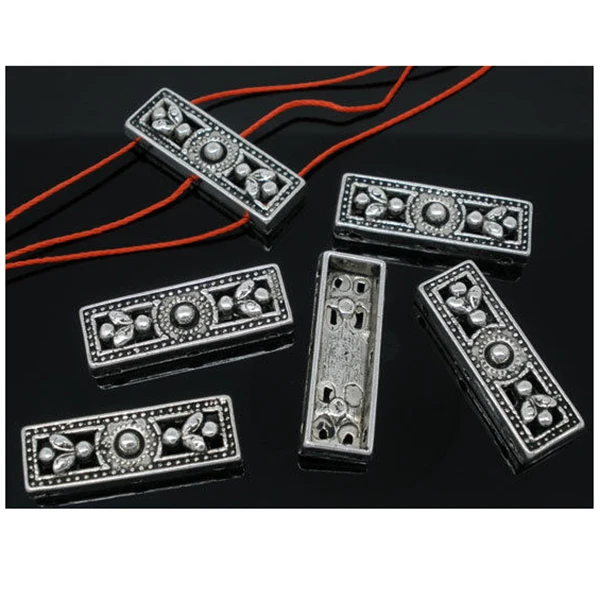 20x Silver Tone 3 Holes Rectangle Spacers Beads 26x9mm | Украшения и аксессуары