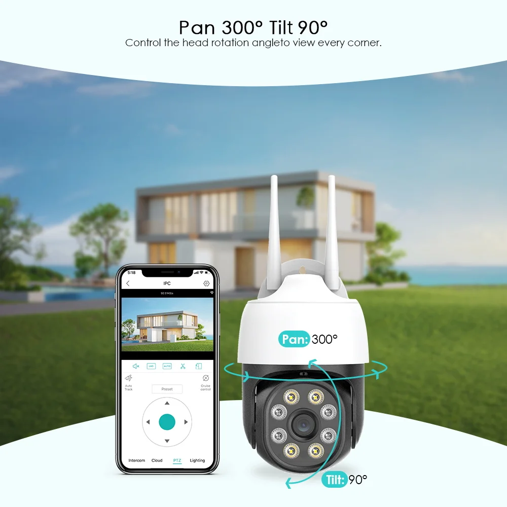IP-камера наружная с датчиком присутствия 1080P Wi-Fi PTZ 8 Мп 5 |