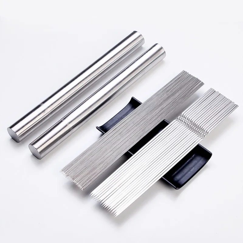 

(50pcs/tube) Stainless Steel Round Flat Barbecue Skewers BBQ Needle Grilling BBQ Sticks with Tube