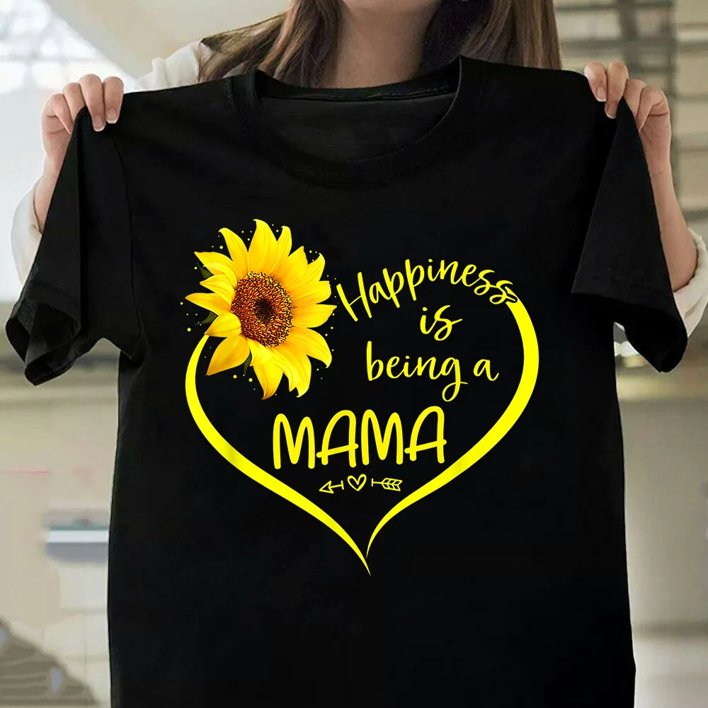 

Happiness Is Being Mama Heart Print Women T Shirt Short Sleeve O Neck Loose Women Tshirt Ladies Tee Shirt Tops Camisetas Mujer