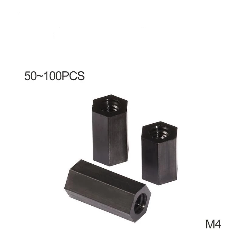 

Free shipping M4 black hexagonal nylon column double - pass nylon column insulation good corrosion resistance weight light