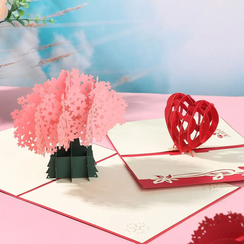 

1Pcs 3D Pop Up Love Greeting Cards With Envelope For Valentines Day Wedding Invitations Creative Thank You Cards Blessing Card