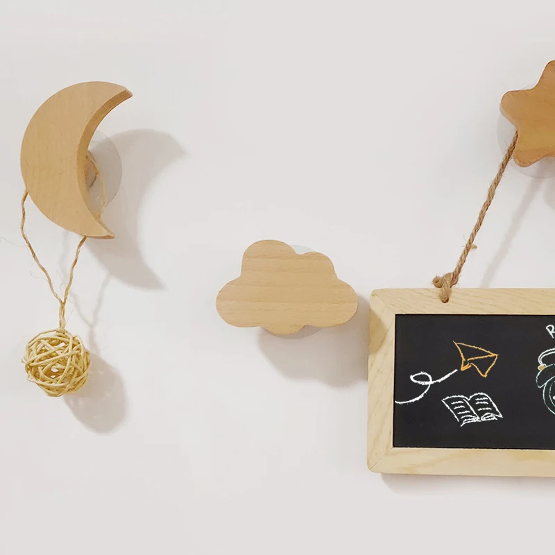 

Wall Hooks Hat Hooks Wooden Coat Hangers Star Moon Wall Art Hook For Bedroom Living Room HE
