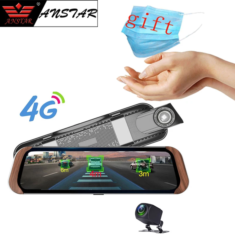 Автомобильный видеорегистратор Anstar 4G зеркало заднего вида 10 дюймов ADAS GPS 1080P с