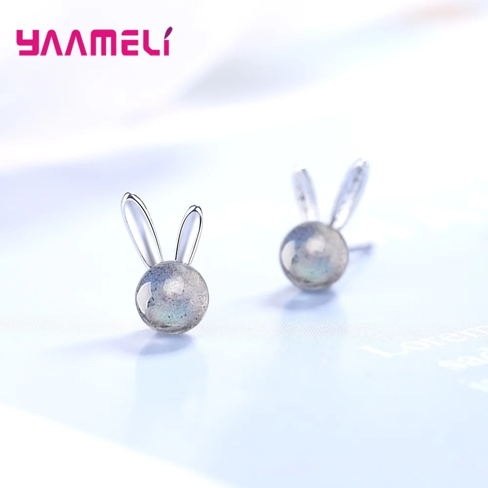 

Hot Selling S925 Sterling Silver Gift Jewelry Cute Rabbit Shaped Cubic Zircon Stud Earrings for Girls Kids Teenagers Students