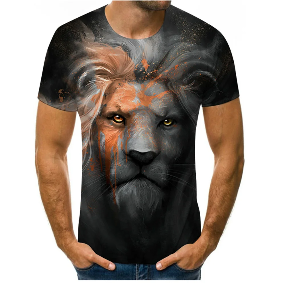 

VALVOELITE Tailor-made T-ShirtsSummer new tiger animal cool 3D style pattern 3D T-shirt summer trend cartoon men's short sleeve