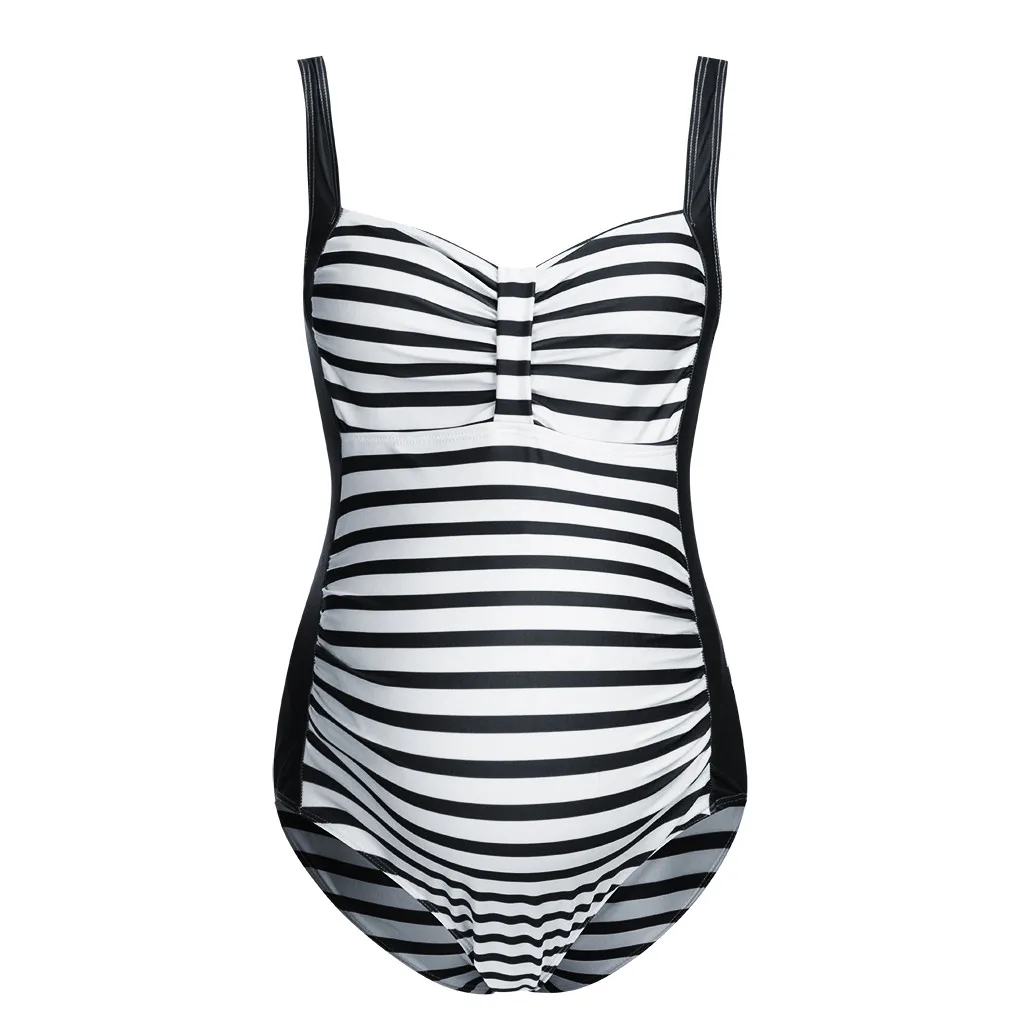 

Women's Swimwear New Fashion Maternity Tankinis Women Stripe Print Bikinis Swimsuit Beachwear Pregnant Suit Swimsuit One Piece