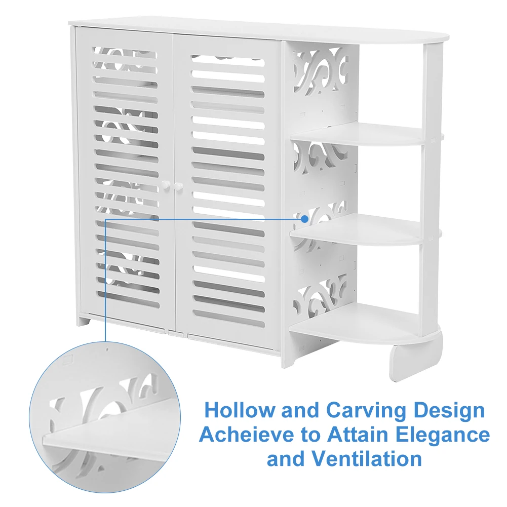 

White Wooden Shoe Cabinet Storage Rack Organizer Cupboard Half Corner Tool