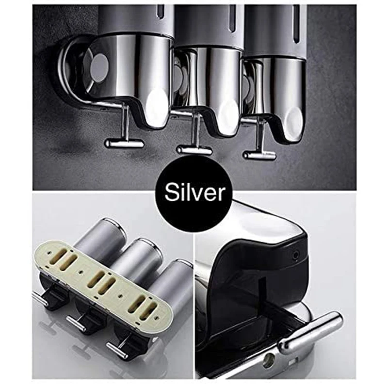 

Soap Dispenser Shampoo Gel Dispenser Conditioner Liquid Pump Wall Mounted Large Capacity Bottle 1500Ml,Silver