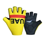 Желтые велосипедные перчатки с полупальцами команды ОАЭ, летние дышащие велосипедные спортивные перчатки, уличные гоночные велосипедные перчатки