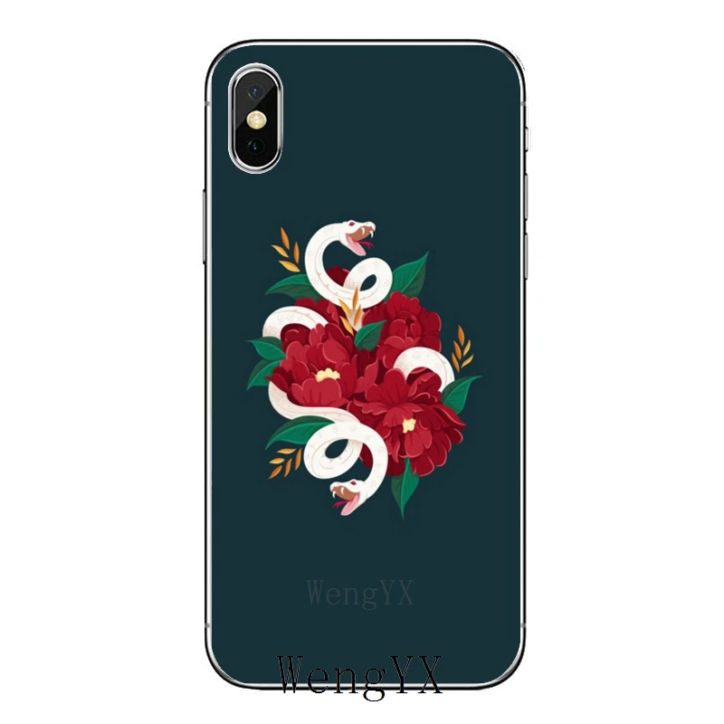 Футляр для телефона Fashion Brand Flower Snake Soft Silicone для iPhone 8 7 6 6S Plus 11 Pro XS Max XR X 5 5S SE 4S 4 iPod Touch.