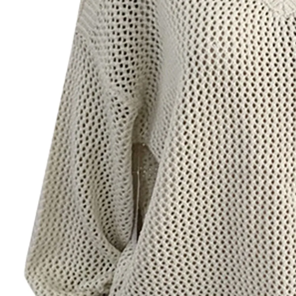 Женский пуловер с длинным рукавом однотонный трикотажный свитер круглым вырезом