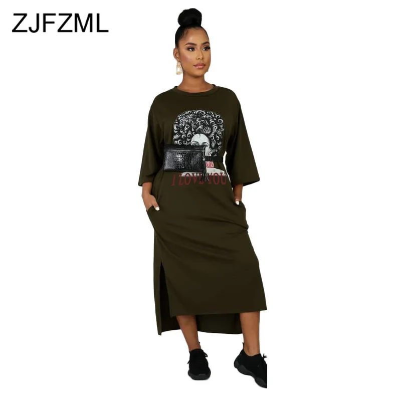 Платье рубашка с принтом персонажа размера плюс женское повседневное Макси