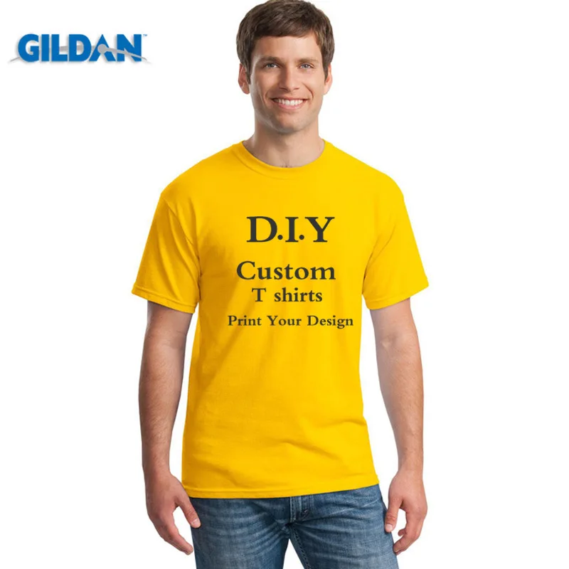GILDAN Customized Printed T shirt Men 100% Cotton Harajuku Top DIY Your Like Photo or Logo T-shirt Fashion Custom Men's Tops