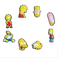 8pcslot homer bart lisa cartoon animation shoe charms accessories decorations pvc croc jibz buckle for kids party xmas gifts