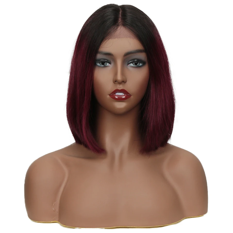 Короткие парики Ребекка Боб с кружевом спереди перуанские искусственные волосы