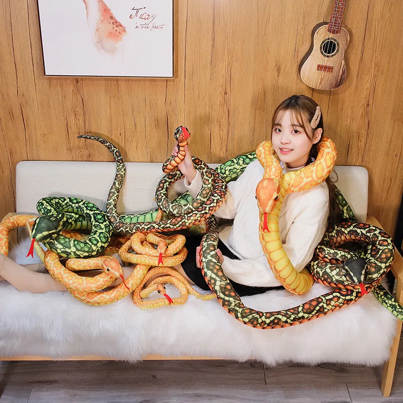 Фото Новая плюшевая игрушка-змея 110-300 см гигантская боа Кобра длинная набивная змея