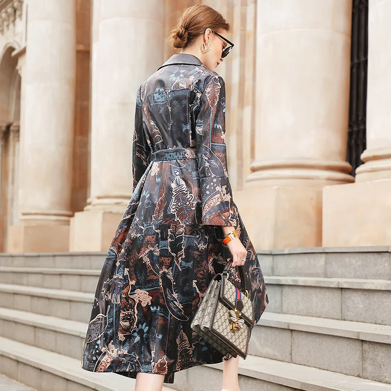 Куртка женская из натуральной кожи с принтом в Корейском стиле весна-осень 2020 YY1718