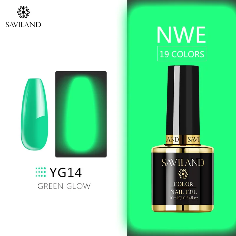 10ml YG14 Светящийся лак для ногтей SAVILAND, не протирает верхнее покрытие, 6 цветов, светящийся в темноте, Гель-лак для ногтей, отмачиваемый, УФ-Гель-лак, блеск в темноте - Цвет: 10ml YG14