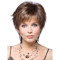 wigs for women synthetic short straight hair brown mixing natural hair heat resistant daily use
