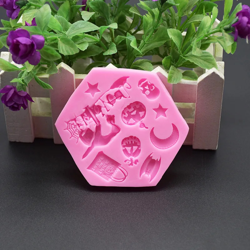 

1pc DIY Mold Broom Moon Star Silicone Fondant Chocolate Cake Decoration Mold Halloween Carnival Party Kitchen Tools