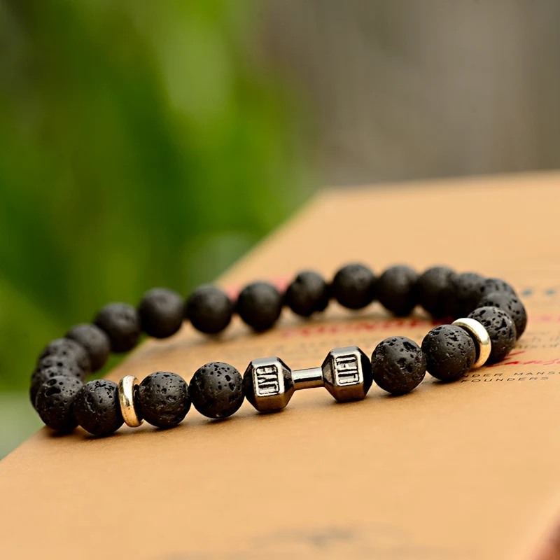 Классический эластичный браслет из гантели с бусинами для мужчин Винтажный