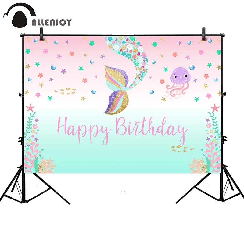 Тематический баннер Allenjoy с морским дном хвост русалки водная трава Блестящий Фон