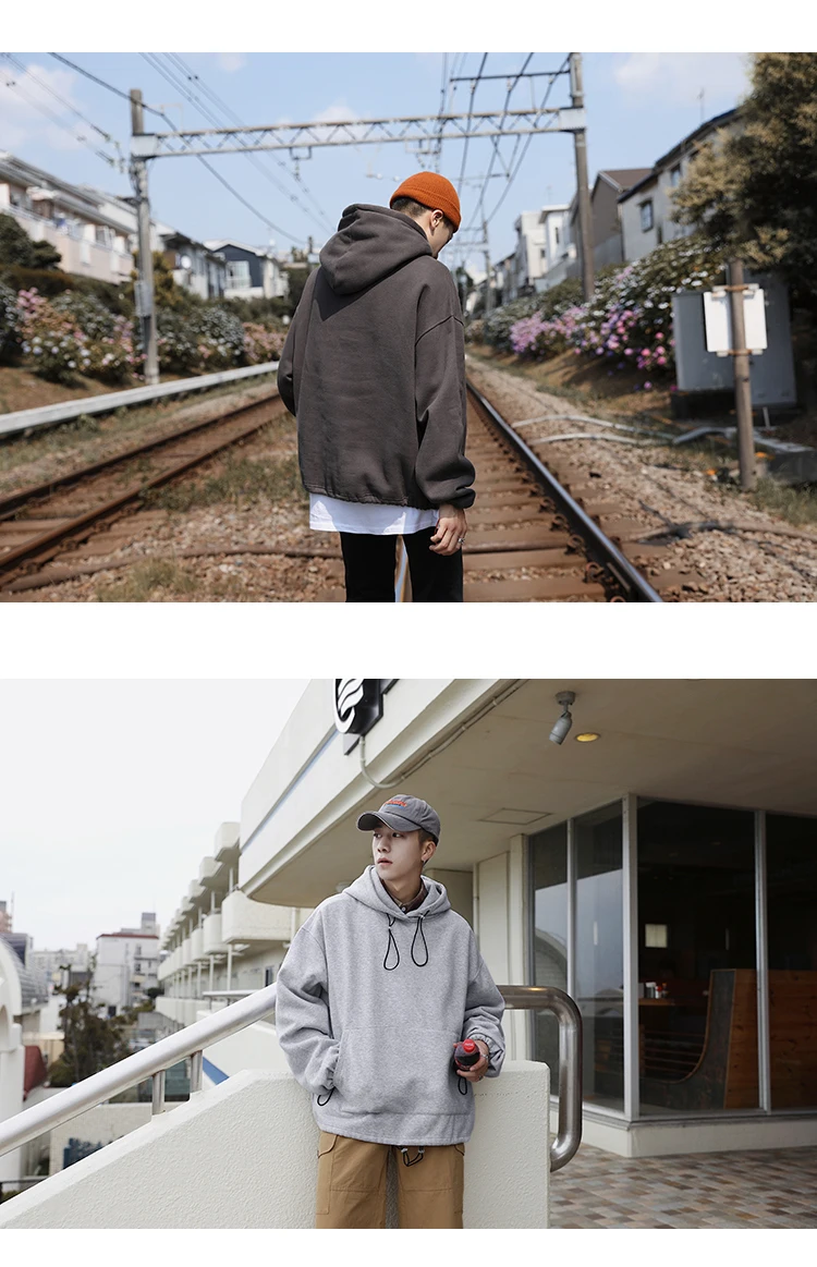 Autumn New Hoodie Men Fashion Solid Color Casual Cotton Hooded Pullover Man Streetwear Hip Hop Loose Sweatshirt Large Size M-5XL