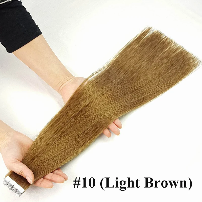 Color 10 ShowCoco ленты в Пряди человеческих волос для наращивания дважды обращается Салон Качество Девы выравнивание кутикулы двусторонняя клейкая Синий PU касета ons - Цвет: Color 10