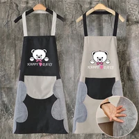 hand towel apron waterproof stain home kitchen cooking waist korean creative cute bear hanging neck towel apron oversleeve