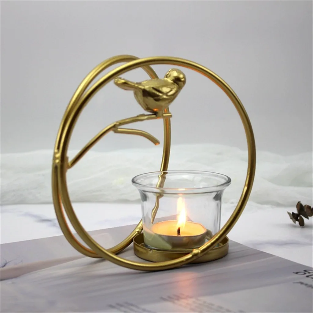 Nordic Retro Geometric Iron Light Candle Holder Table Candlestick Indoor home Decorative christmas Decor European style Hollow | Дом и сад