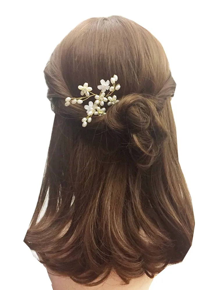 Женская заколка для волос розовое золото свадебная невесты цвет слоновой кости