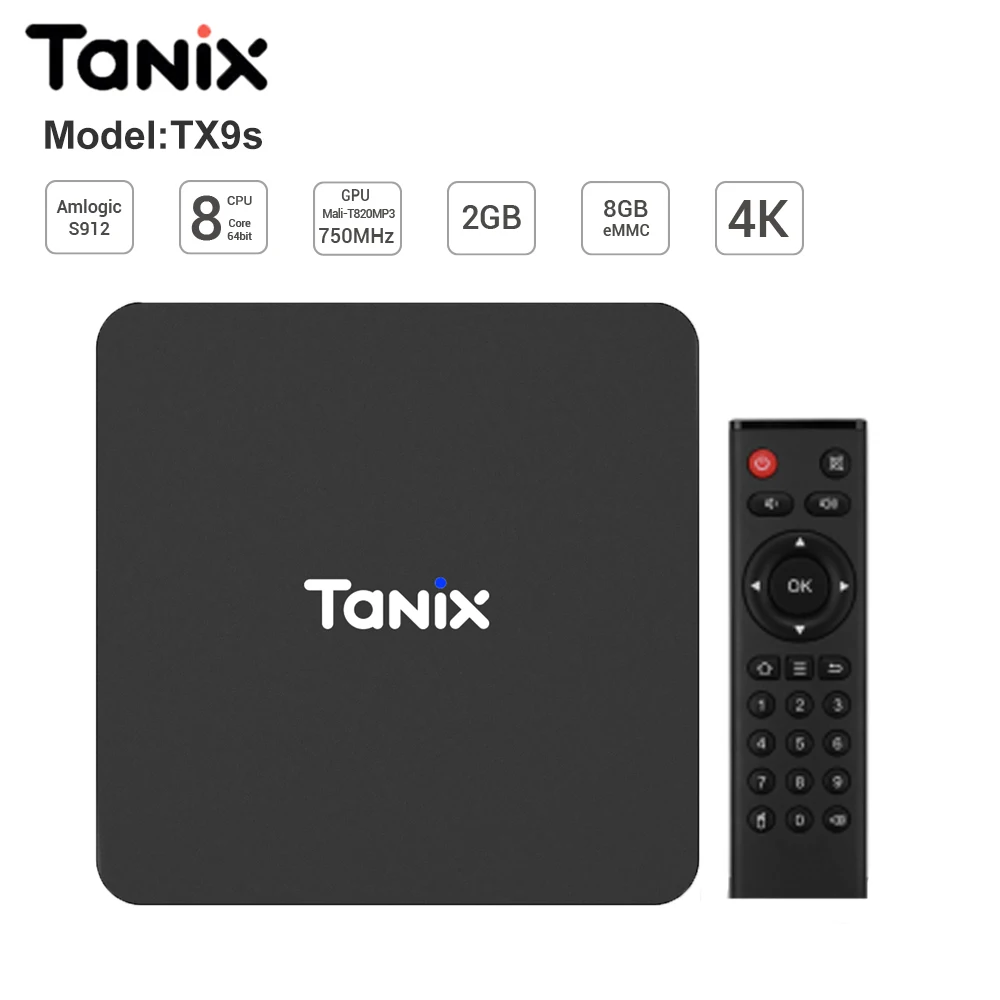 Tanix TX9S Android 7 1 Smart tv Box 4K Amlogic S912 Восьмиядерный 2 Гб ОЗУ 8 ПЗУ 4 ГГц WiFi поддержка HDR10 H.265