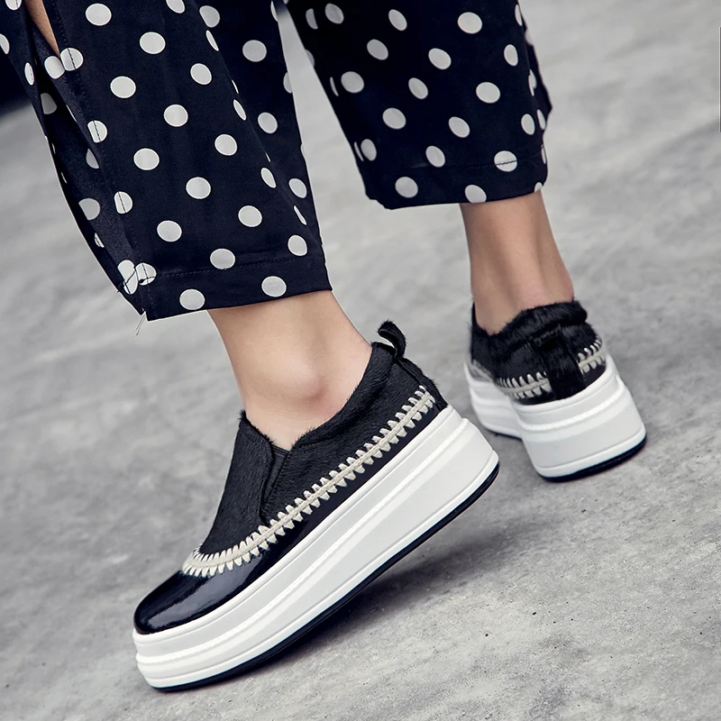 

EGONERY Women Leisure Shoes Thick bottom Round Toe spring New Style Concise Comfortable ventilation Solid color Suede Fashion