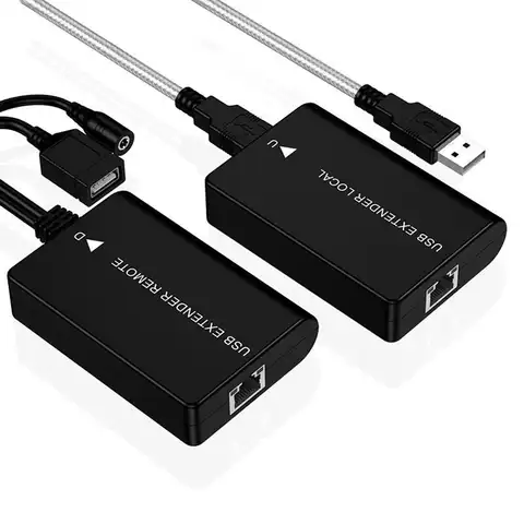 USB удлинитель RJ45 с источником питания, активный USB удлинитель UTP, USB удлинитель через ethernet cat5e/6 кабелей до 60 м
