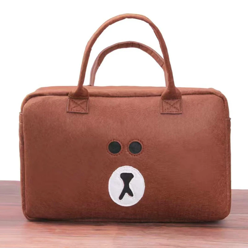 

Cartoon large capacity short haul felt hand-held travel bag cute bear easy to fold and light medium size