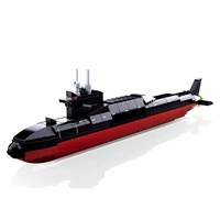 sluban military navy ship strategic 094 nuclear submarine warship building blocks bricks classic model diy toys for kids gift