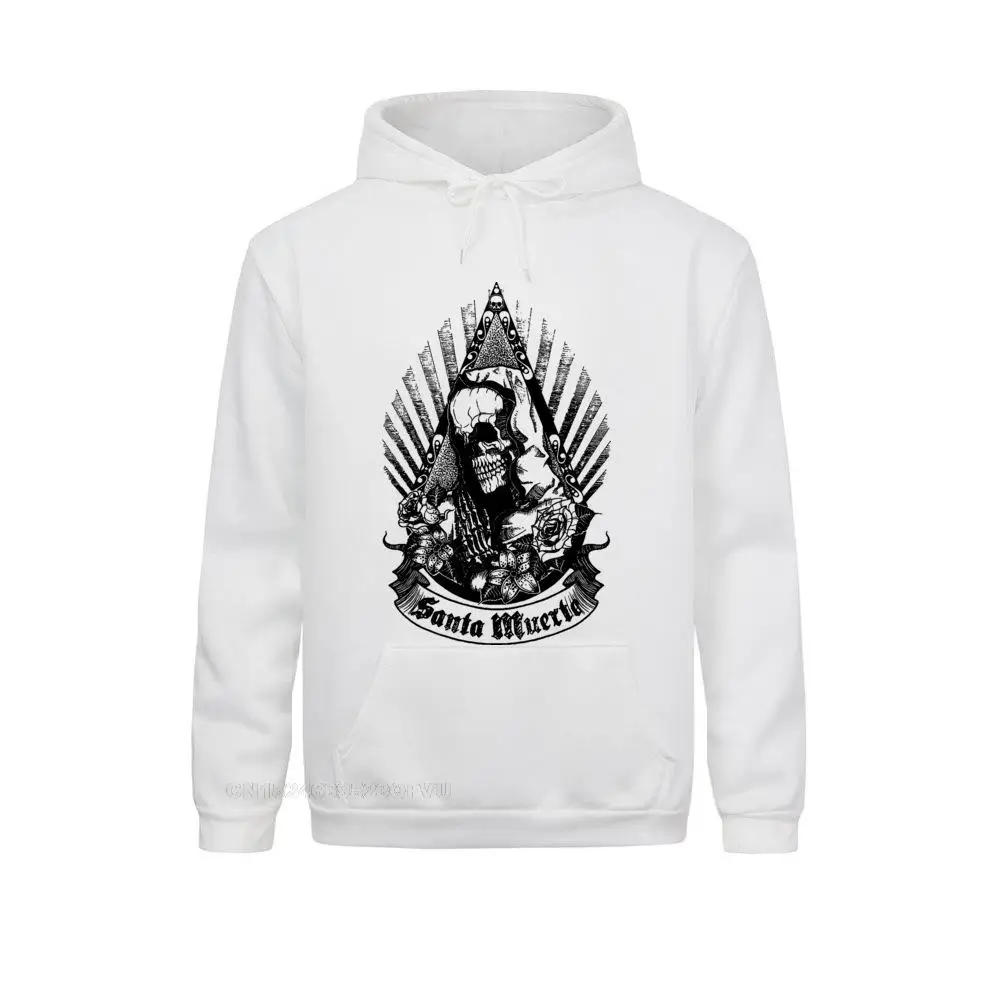 Men Men Santa Muerte Casual Cotton Pullover Hoodie Camiseta Saint Death Goth Mexican Death Skull Muertos Mother Harajuku