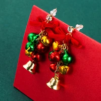 christmas series alloy oil dripping christmas walking stick bell tassel earrings female ins earrings dropshipping