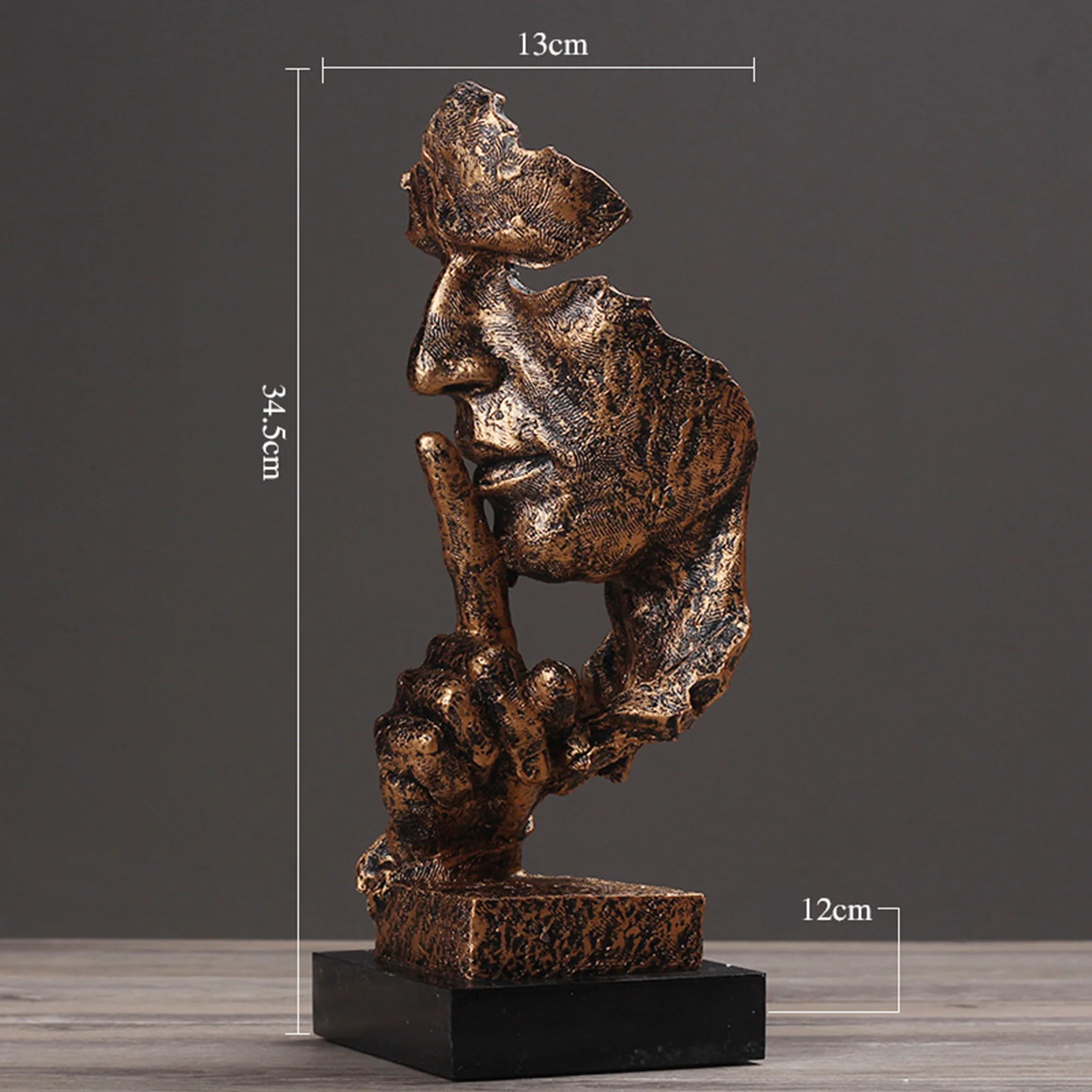 

Nordic Silence Is Gold Statue Resin Abstract Sculptures Figurine Home Decoration Modern Art Office Desk Decoration LB88