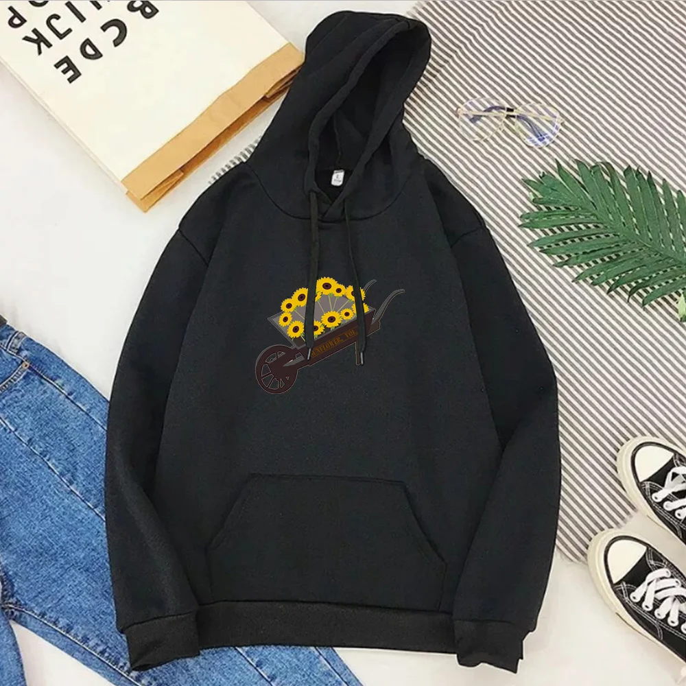 

Sunflower Sweatshirt Women Casual Floral Fashion Hoodies Women 2021 Pink Clothing Print Pullovers Plus Size