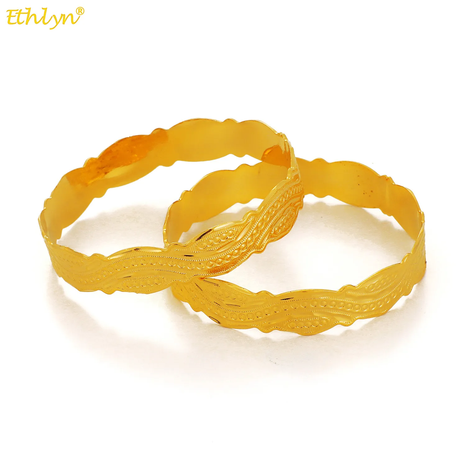 

Ethlyn 2Pcs/Lot Gold Color Simple Fashion Baby Bangle&Bracelet for Boys/Girls/Kids Children's Birthday Gift Jewelry MY83