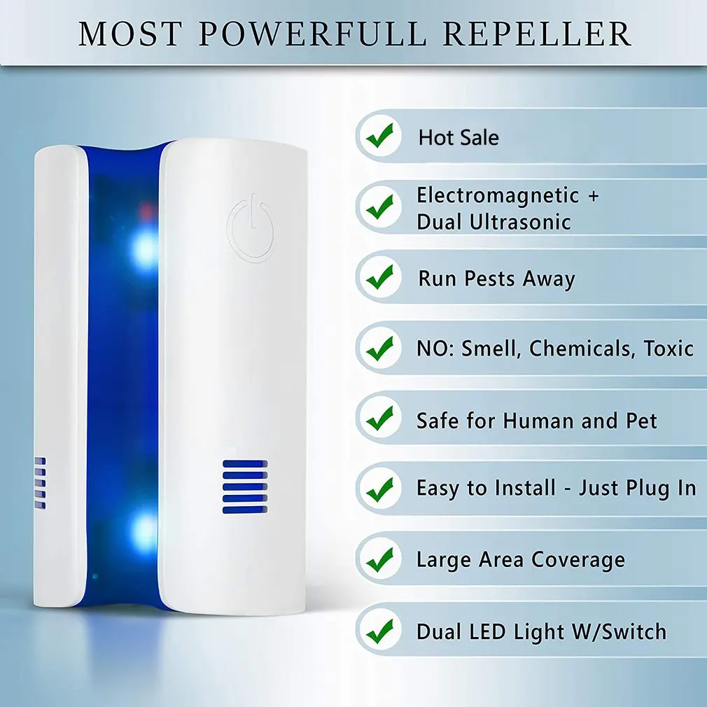 

Ultrasonic insect repellent plug-in electronic insect control protection device mosquito killer indoor repellent