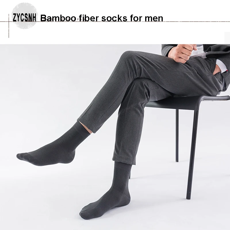 10 Pairs/Lot Men’ Bamboo Socks Breathable Casual Business Clothe Socks Men's Dress Bamboo Fiber Long Sock For Gifts Size39-45