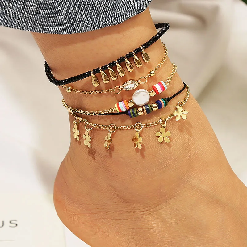 

Ant Angel Layered Sandals Women 2021 Boho Jewelry Sandals Women Summer Anklets Women Beach Accessories Jewelry Wholesale Jewelry