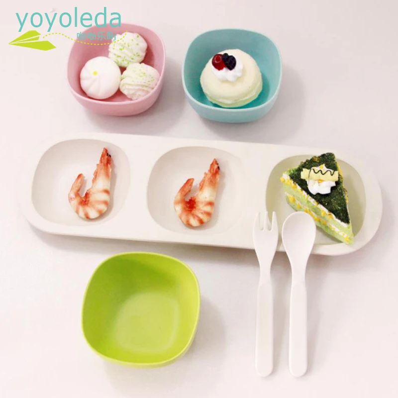 6 шт. Детская посуда детское бамбуковое волокно дети кормления набор посуды еды