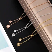 europe brand roman numerals pendant necklace shining crystal charm pendant necklace for stainless steel party jewelry gift