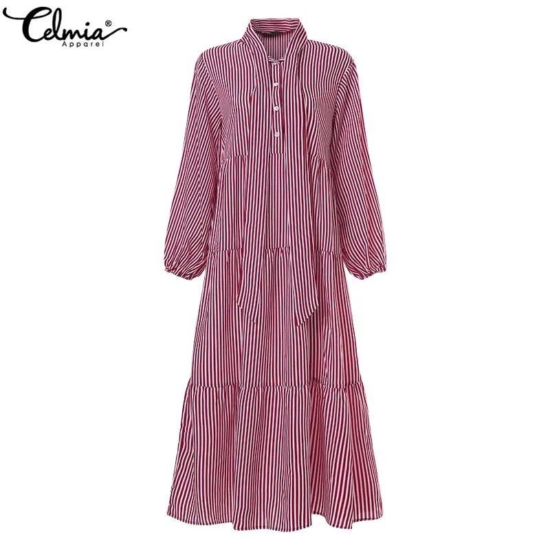 Винтажное платье в полоску для женщин 2020 женское повседневное свободное с