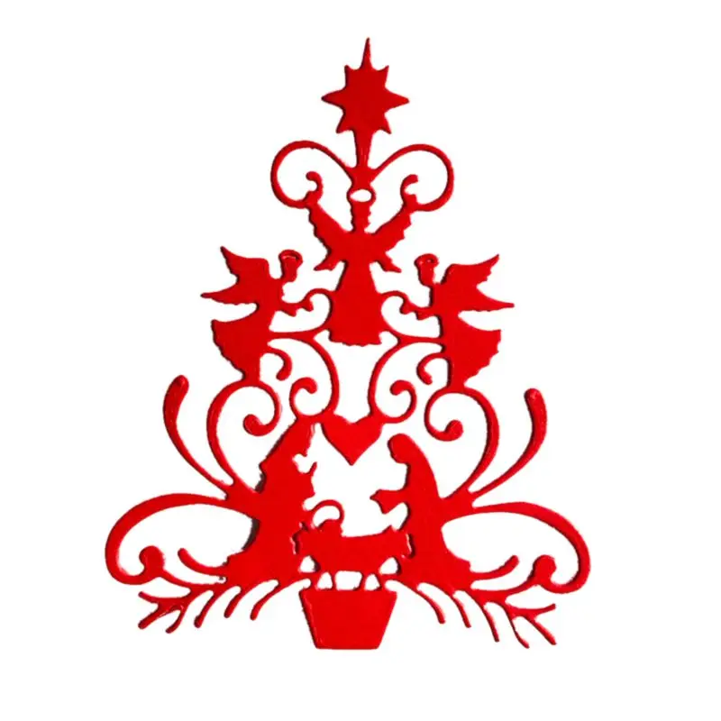 Фон с рождественской елью металлический Трафаретный вырубной штамп трафарет для