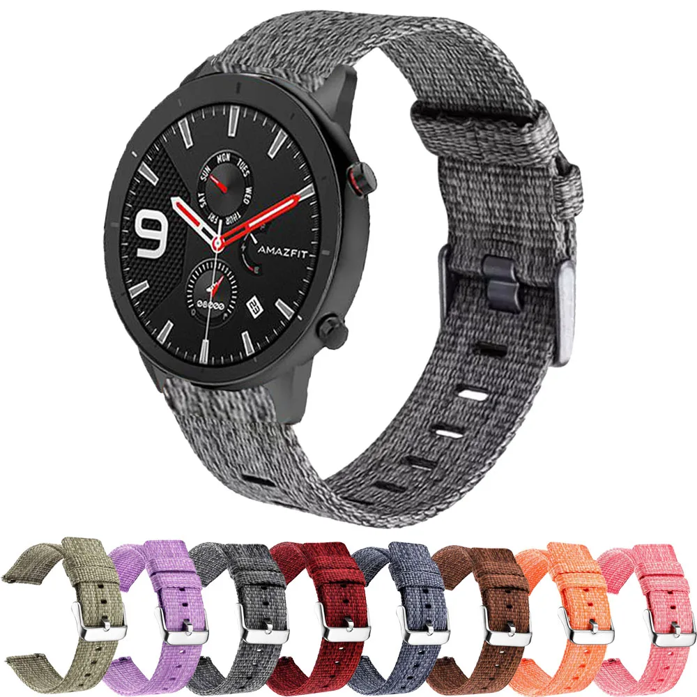 22mm Smart Watch Nylon Canvas Strap For Xiaomi Huami Amazfit GTR 47/GTR 2/2/2S Watch Band Quickly Install wristband Accessories